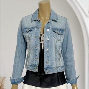 Ashley-Vintage-Charm Distressed Jean Jacket. Size M